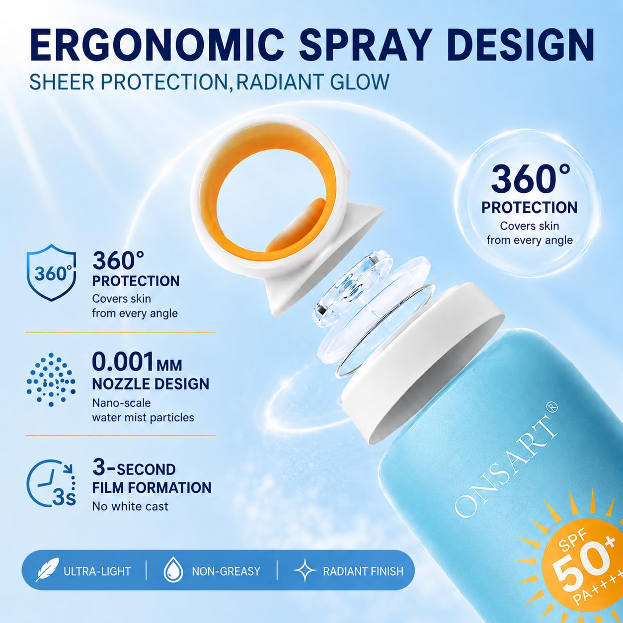 Reef Safe Mineral Sunscreen Spray SPF 50+ with Zinc Oxide