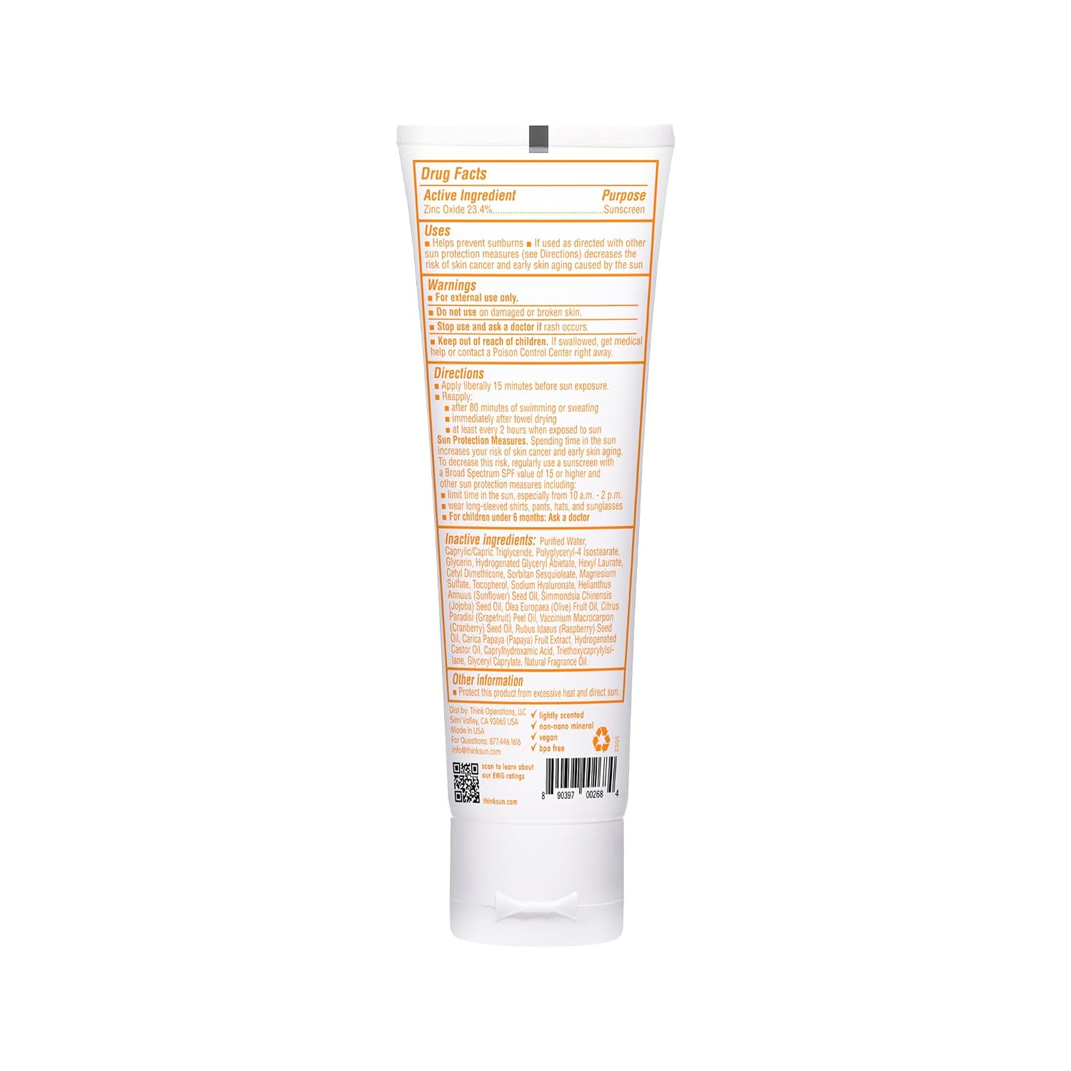 Thinkbaby SPF 50+ Baby Sunscreen, 3 Oz. – Safe, Natural Mineral Sun Cream for Babies