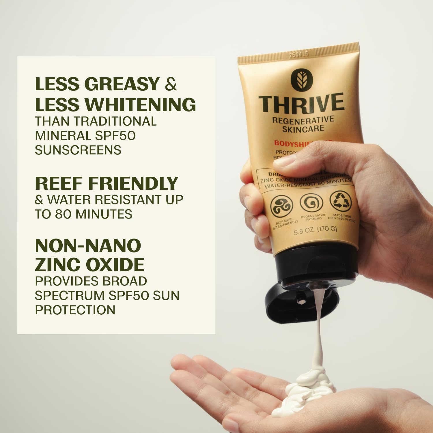 Thrive Natural Care Reef Safe Sunscreen SPF50 - Hawaii 104 Reef Act Compliant - Mineral Sunscreen Non-Nano Zinc Oxide - Vegan